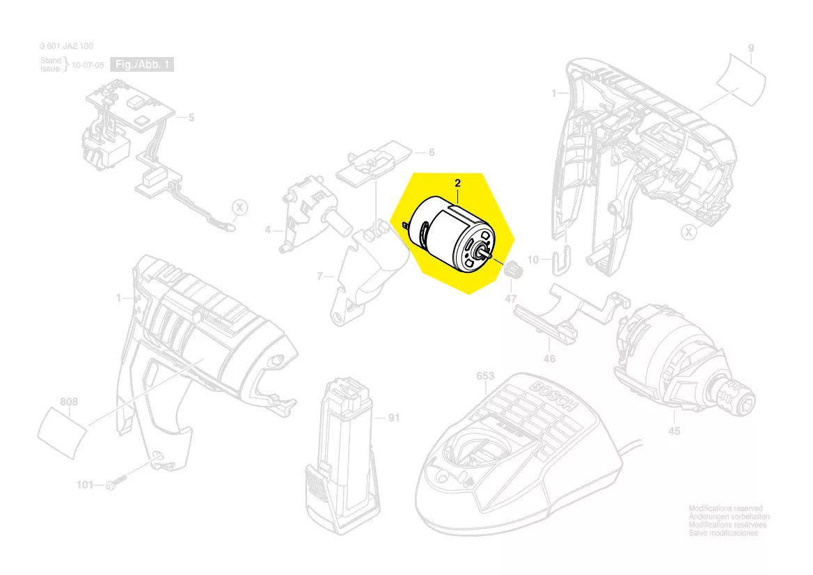 Moteur 3,6V réf. 1 607 022 604 Bosch